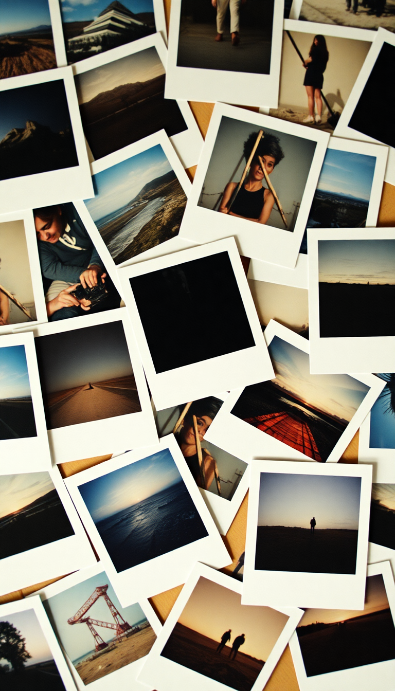 Aesthetic Deep Polaroid Collection Scattered Wallpaper