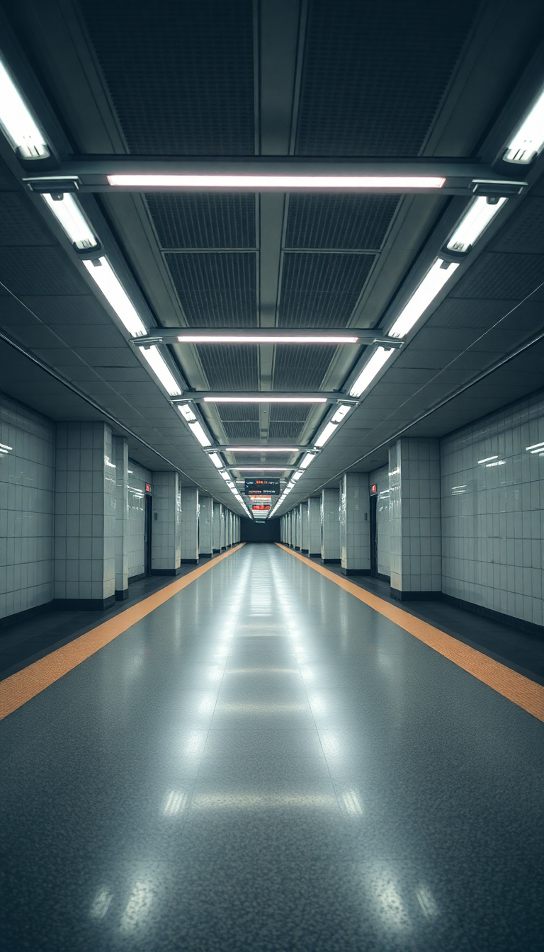Empty Subway Station 3am Fluorescent Aesthetic Wallpaper