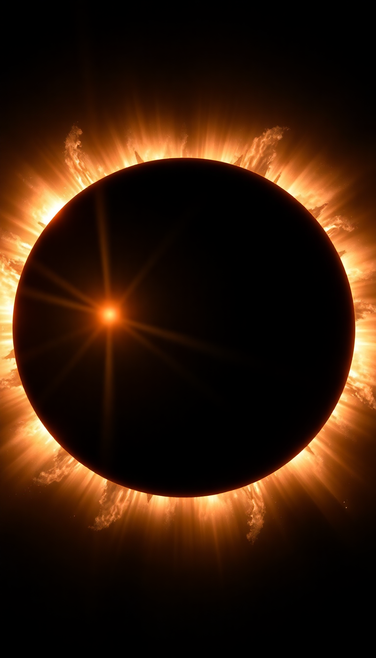 Solar Eclipse Corona Diamond Ring Photorealistic Wallpaper