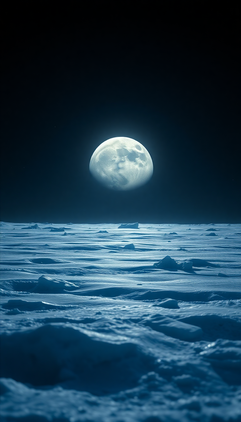 Frozen Moon Surface With Jupiter Photorealistic Wallpaper