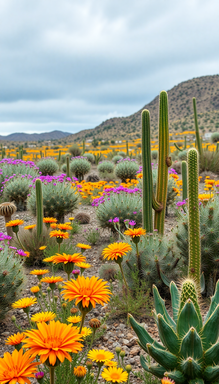 Blooming Desert After Rain Wildflowers Photorealistic Wallpaper