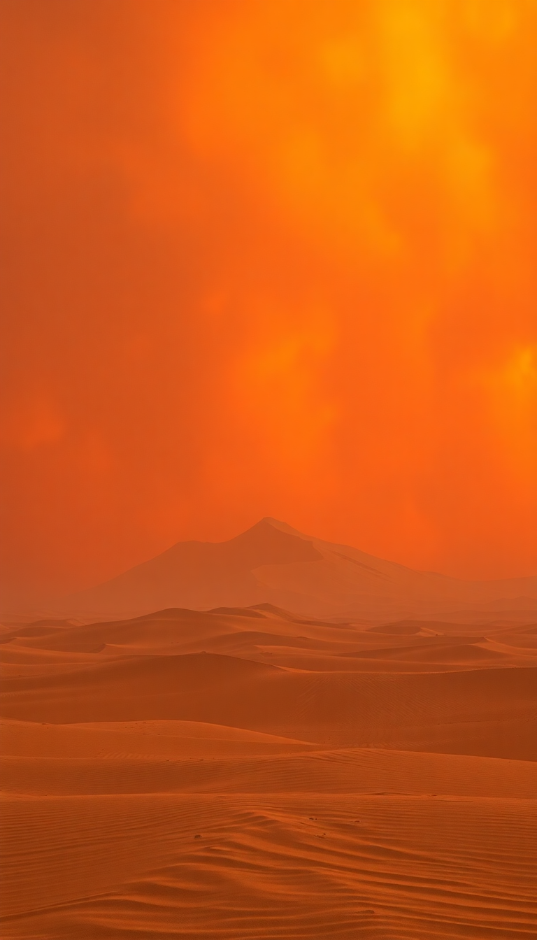 Sandstorm Approaching Desert Dramatic Orange Photorealistic Wallpaper