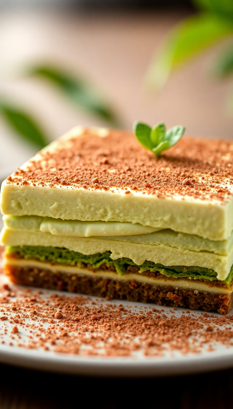 Matcha Tiramisu Layers Green Tea Photorealistic Wallpaper