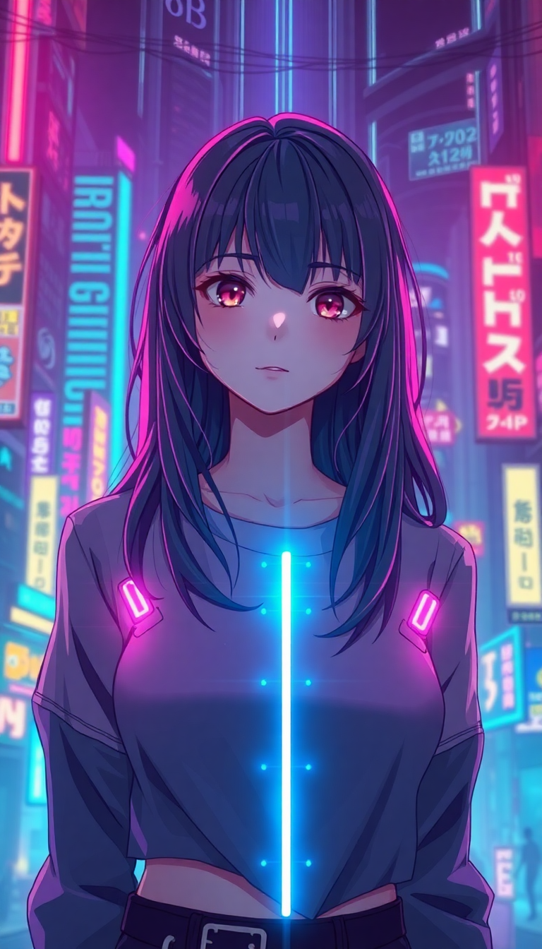 Cyberpunk Anime Girl Neon City Anime Wallpaper
