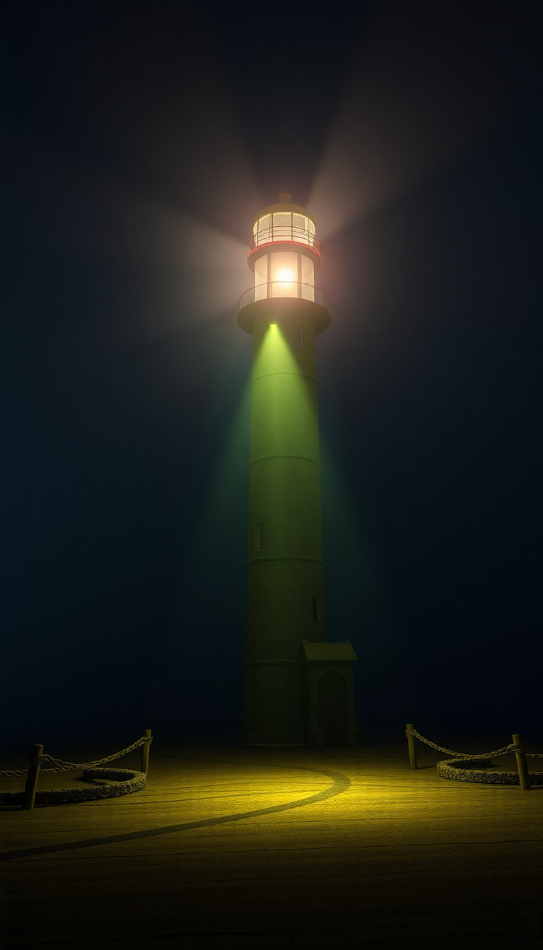 Old Lighthouse Beam Cutting Through Photorealistic Wallpaper