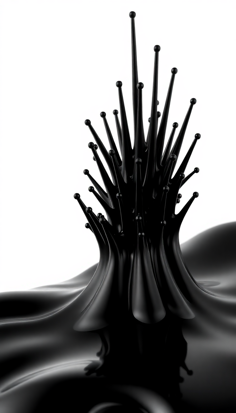 Ferrofluid Spikes Magnetic Sculpture Black Digital art Wallpaper
