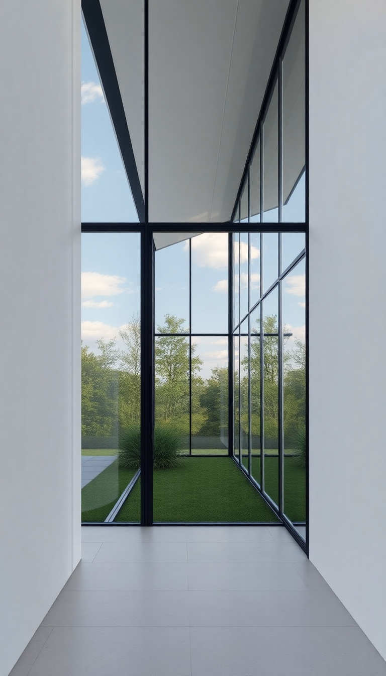 Modern Minimalist House Glass Walls Photorealistic Wallpaper