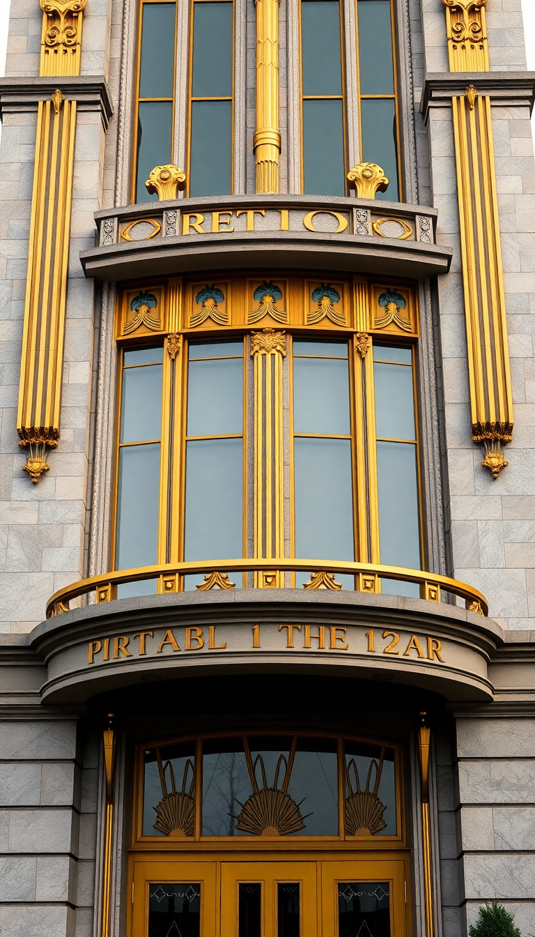 Art Deco Building Facade Geometric Photorealistic Wallpaper
