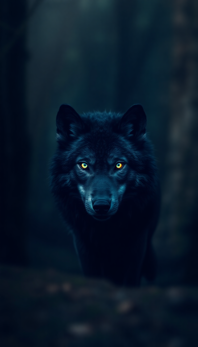 Wolf Eyes Glowing In Dark Digital art Wallpaper