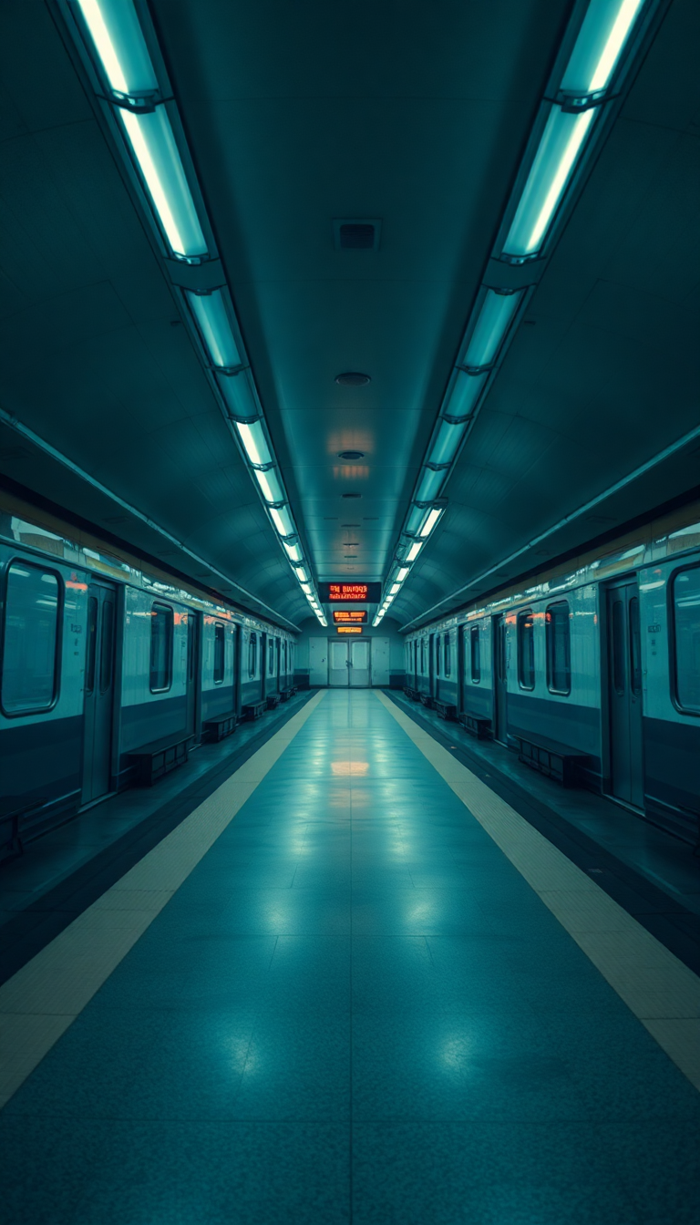 Empty Subway Station 3am Fluorescent Aesthetic Wallpaper