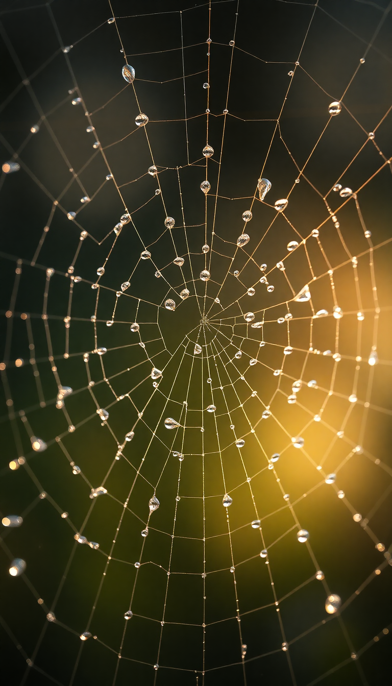 Dew Drops On Spiderweb Morning Aesthetic Wallpaper