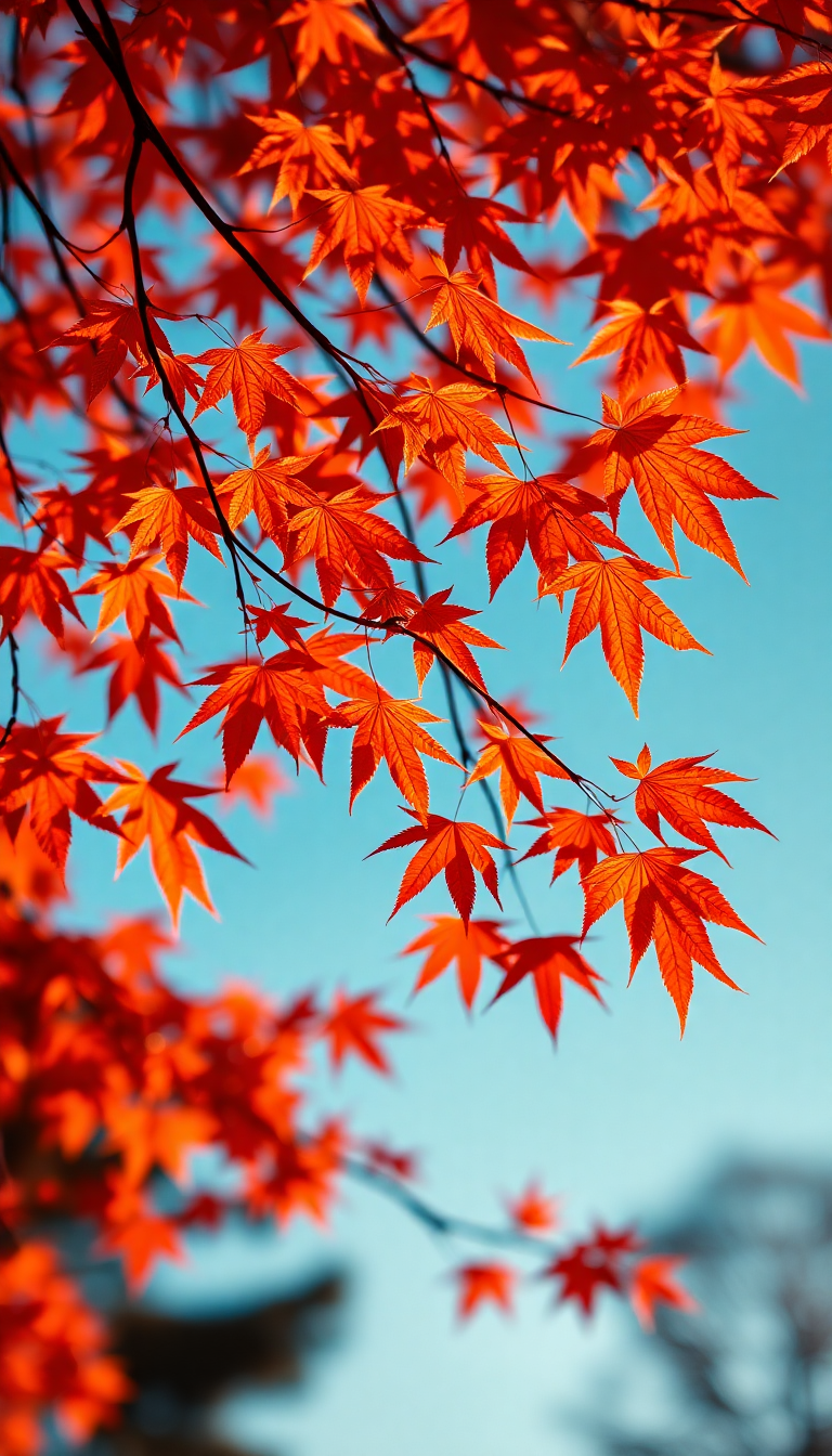 Autumn Leaves Falling Maple Red Photorealistic Wallpaper