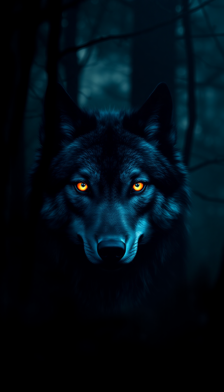 Wolf Eyes Glowing In Dark Digital art Wallpaper
