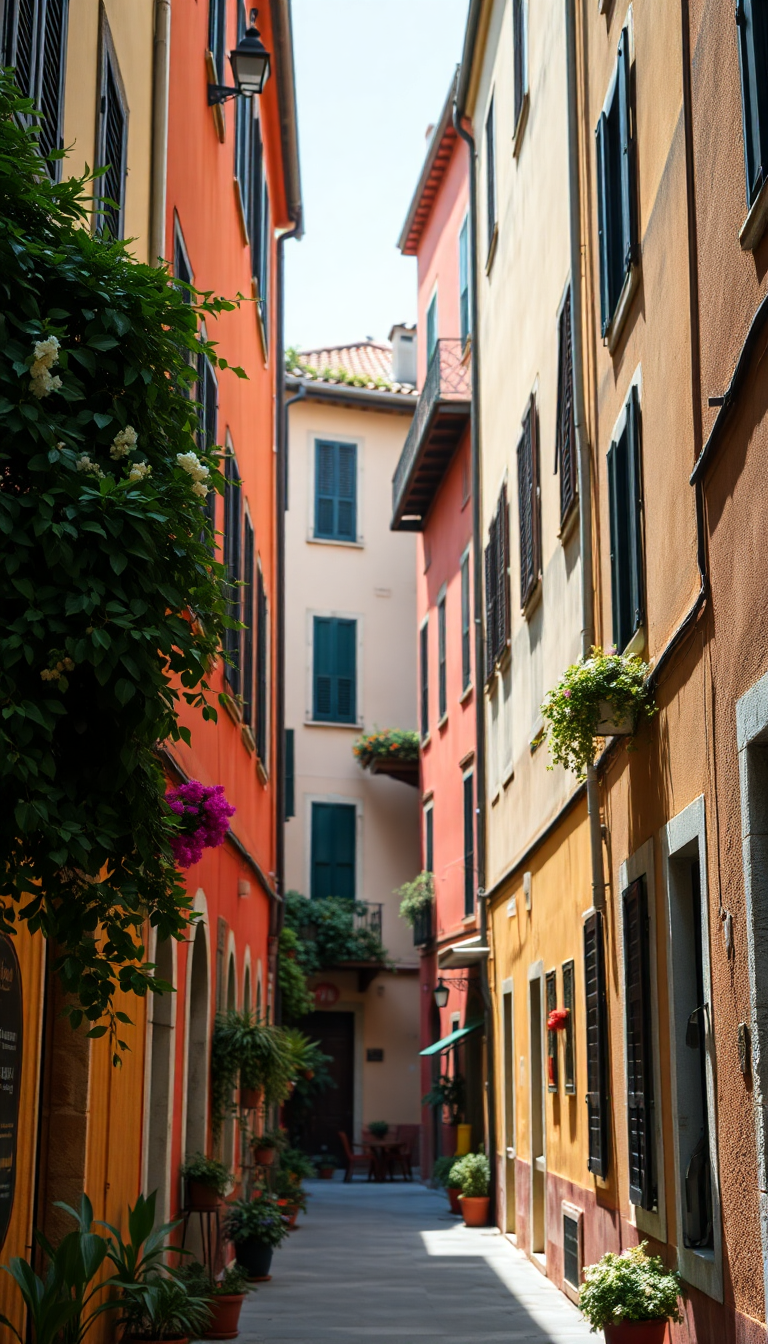 Enchanting Italian Alley Colorful Buildings Photorealistic Wallpaper