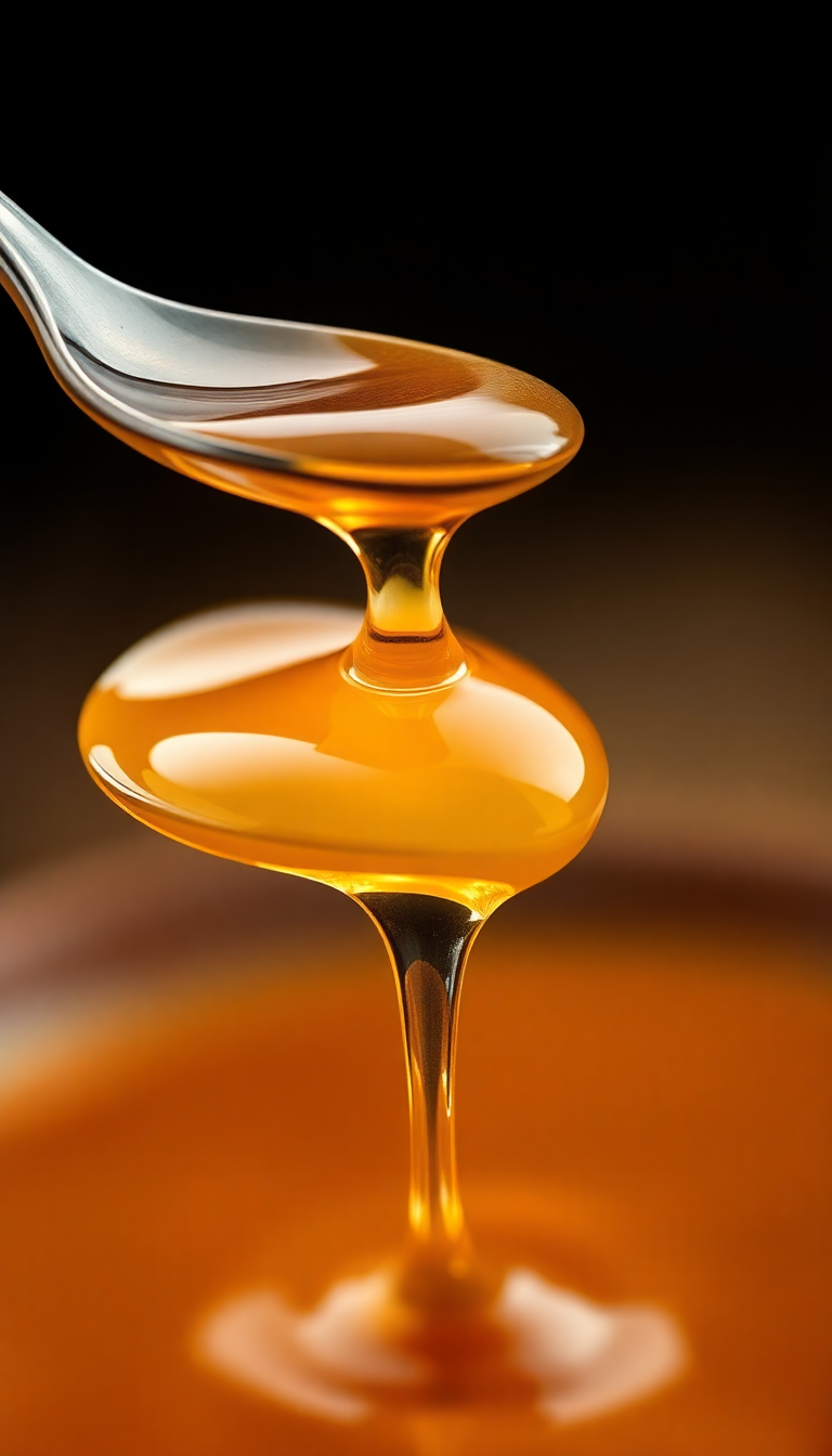 Honey Dripping From Spoon Golden Photorealistic Wallpaper