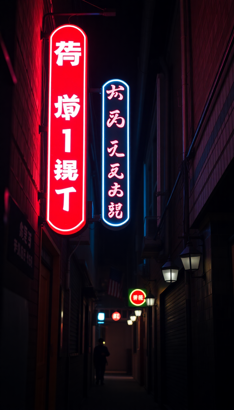 Neon Sign Flickering Dark Alley Aesthetic Wallpaper