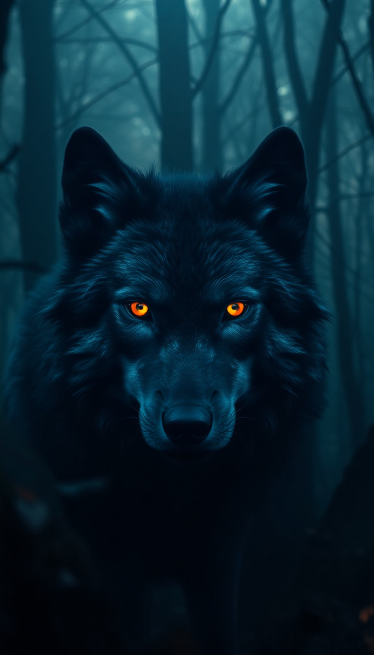 Wolf Eyes Glowing In Dark Digital art Wallpaper