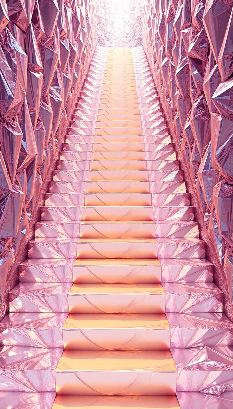 Bismuth Crystal Formation Rainbow Metallic Photorealistic Wallpaper