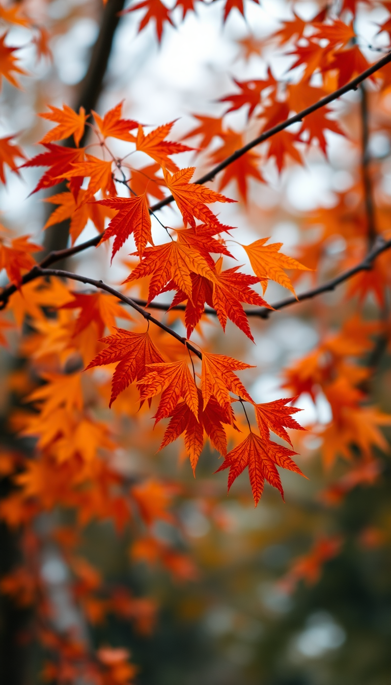 Autumn Leaves Falling Maple Red Photorealistic Wallpaper