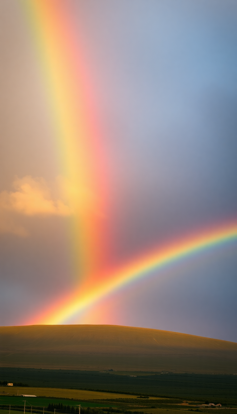 Rainbow After Storm Double Rainbow Photorealistic Wallpaper
