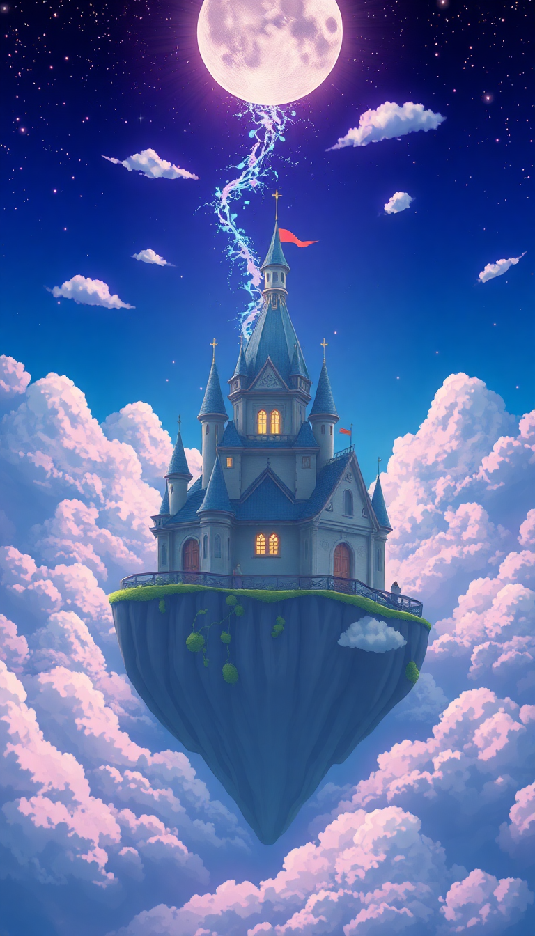 Studio Ghibli Style Floating Castle Anime Wallpaper