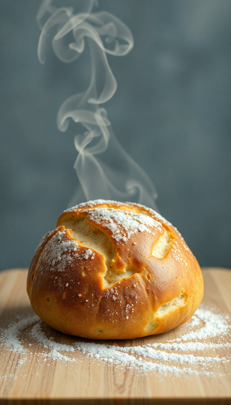 Bread Fresh Baked Steam Rising Photorealistic Wallpaper
