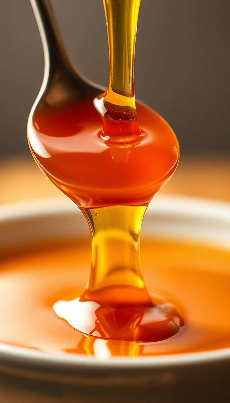 Honey Dripping From Spoon Golden Photorealistic Wallpaper