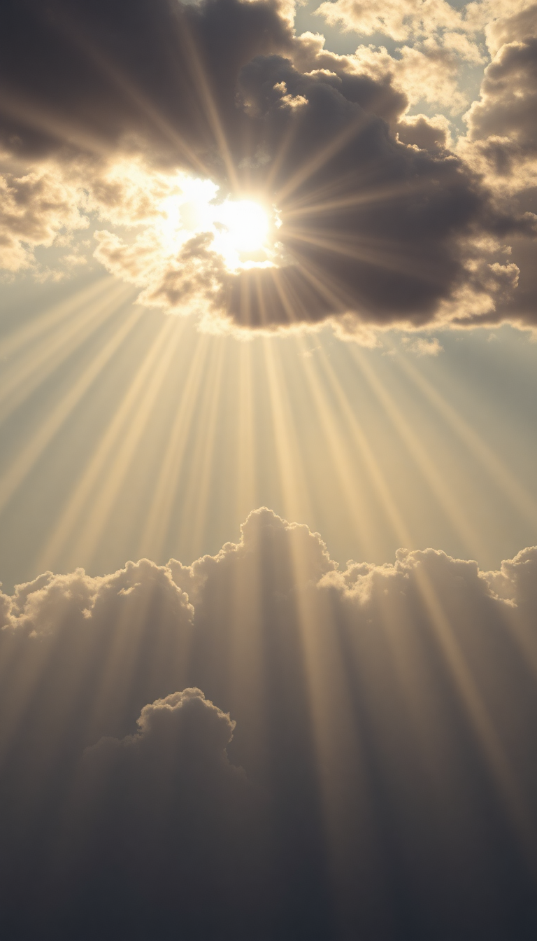 Sun Rays Through Storm Clouds Photorealistic Wallpaper