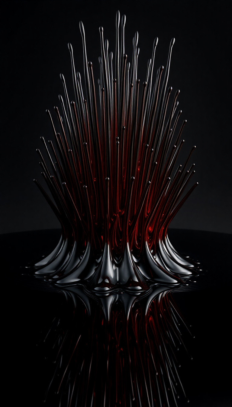 Ferrofluid Spikes Magnetic Sculpture Black Digital art Wallpaper
