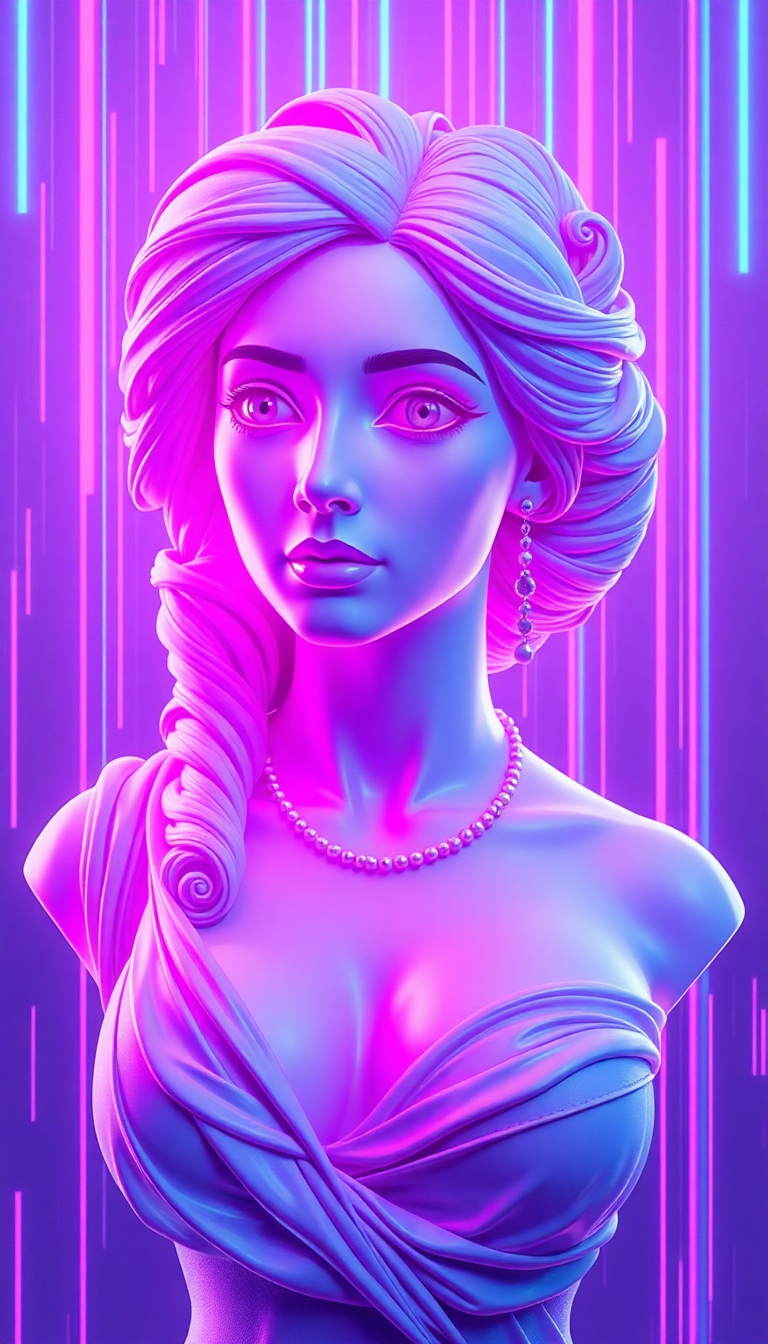 Vaporwave Roman Bust Glitch Aesthetic Digital art Wallpaper