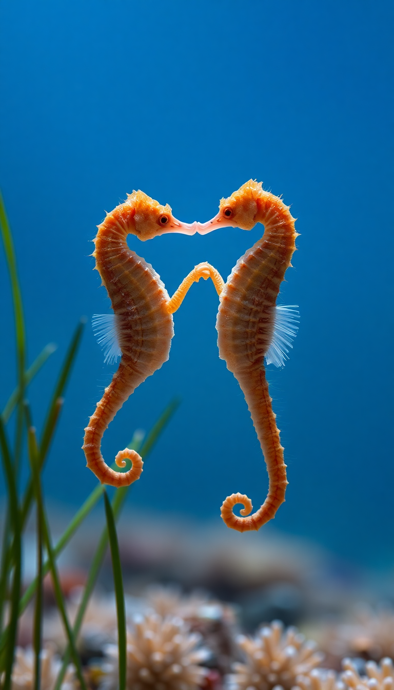 Seahorse Couple Dancing Seagrass Magical Aesthetic Wallpaper