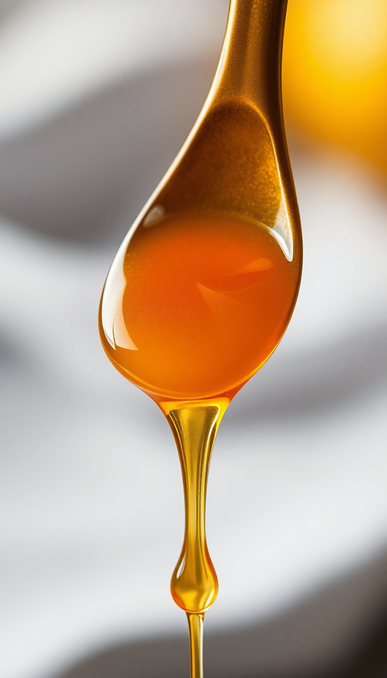 Honey Dripping From Spoon Golden Photorealistic Wallpaper