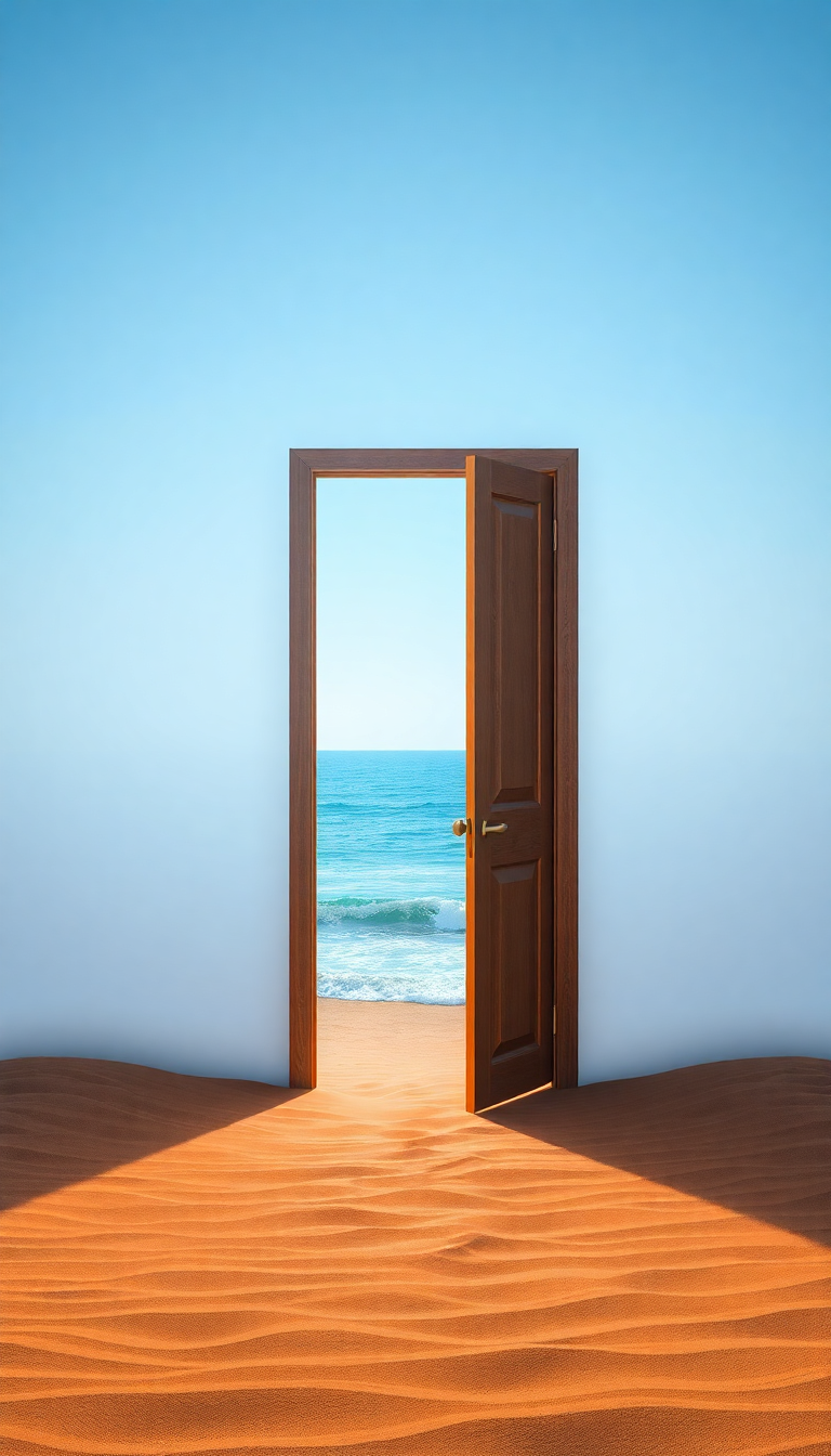 Door Standing Alone In Desert Digital art Wallpaper