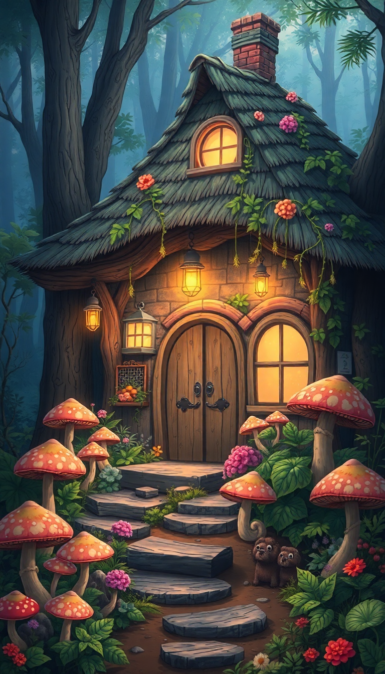 Anime Soft Witch Cottage In Wallpaper