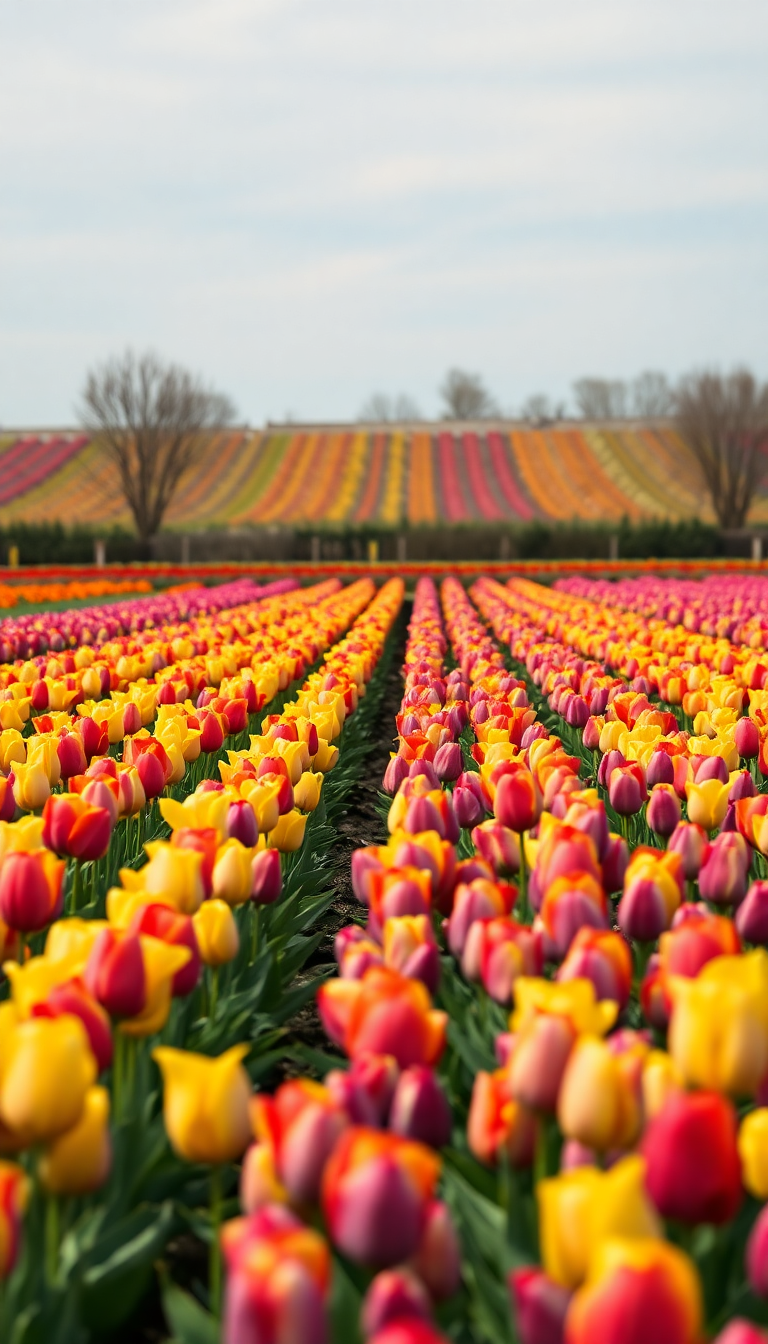 Tulip Field Rows Raw HD Wallpaper