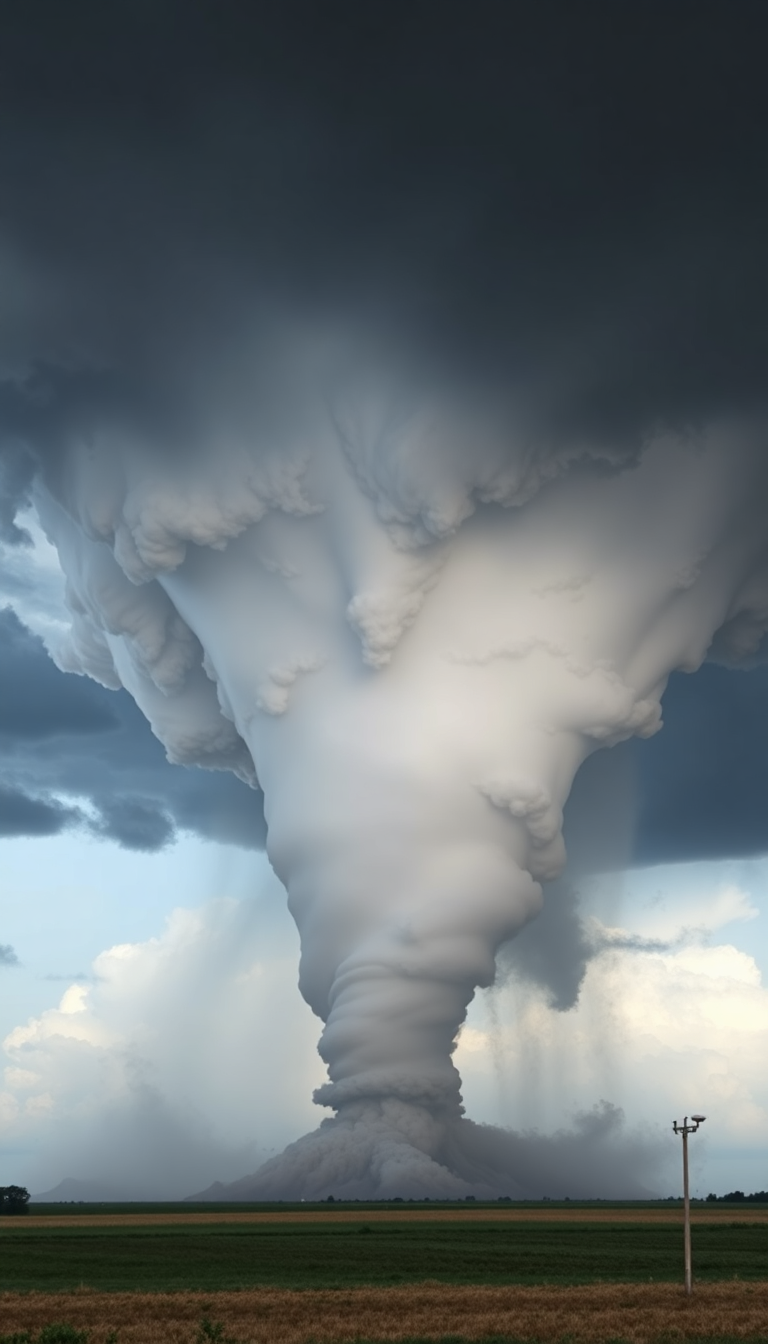 Supercell Thunderstorm Dramatic Tornado Forming Photorealistic Wallpaper