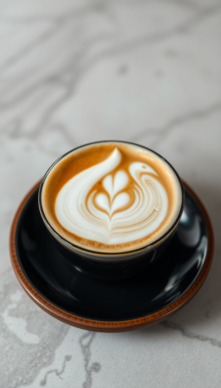Perfect Latte Art Swan Milk Photorealistic Wallpaper