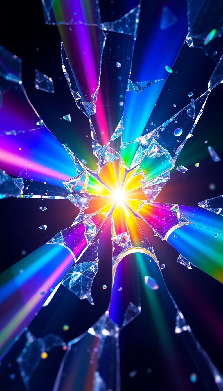 Shattered Glass Prism Light Rainbow Digital art Wallpaper