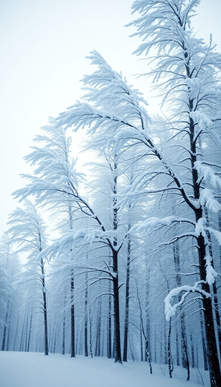 Blizzard Snow Wind Trees Bending Photorealistic Wallpaper