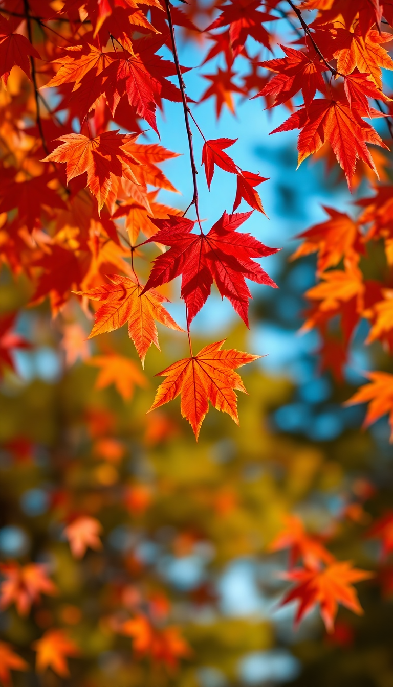 Autumn Leaves Falling Maple Red Photorealistic Wallpaper