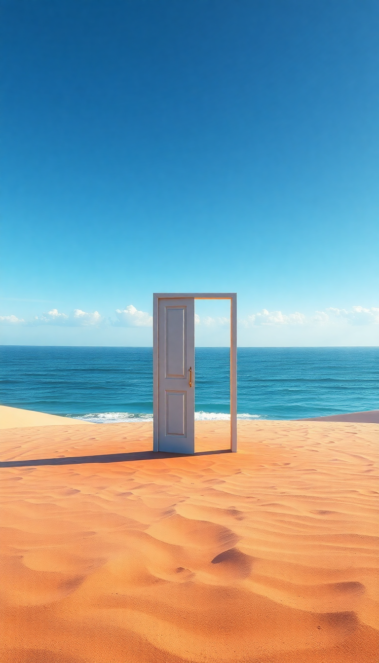 Door Standing Alone In Desert Digital art Wallpaper