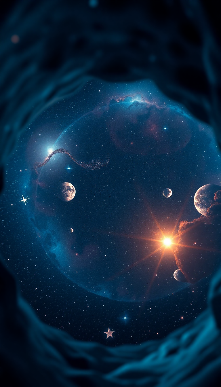 Keyhole View Showing Universe Stars Digital art Wallpaper