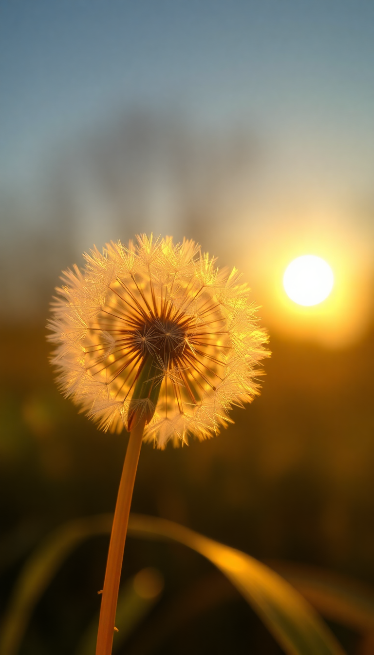 Dandelion Seeds Floating In Golden Aesthetic Wallpaper