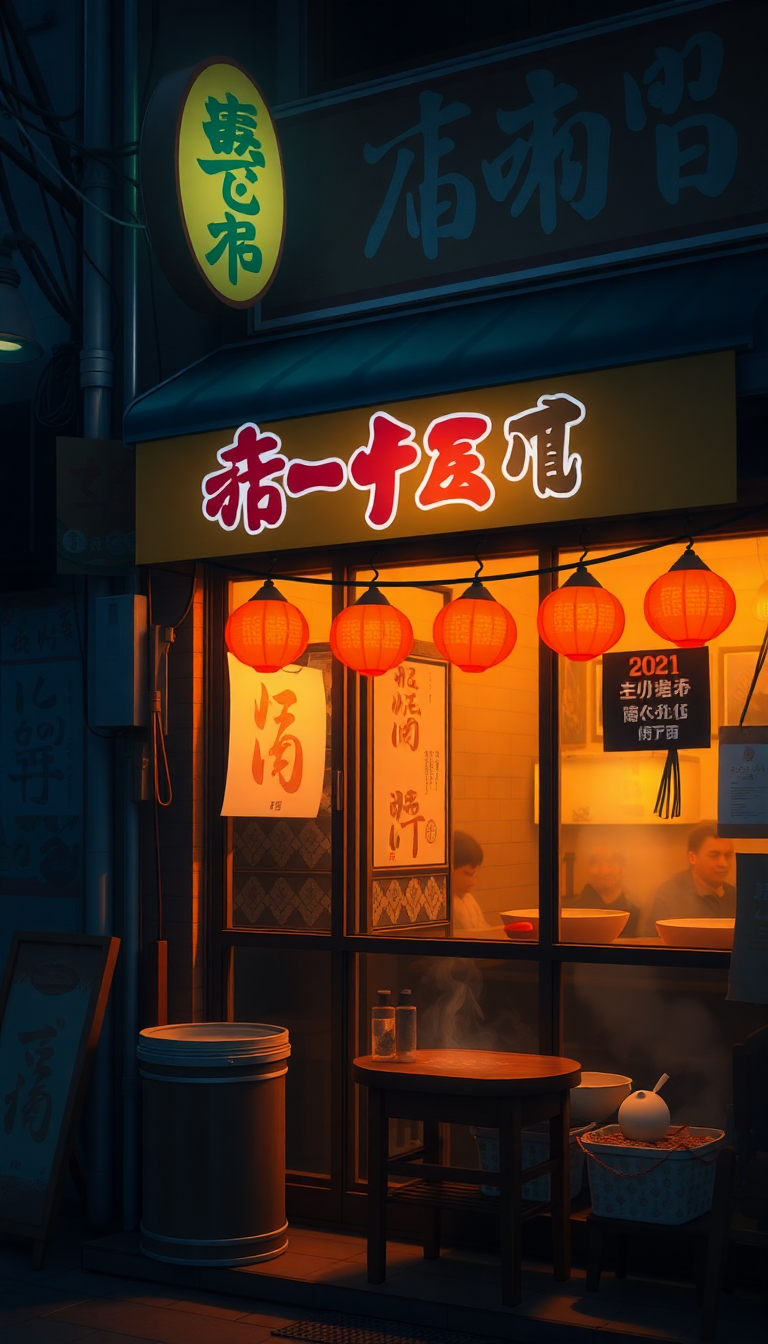 Cozy Ramen Shop At Night Anime Wallpaper