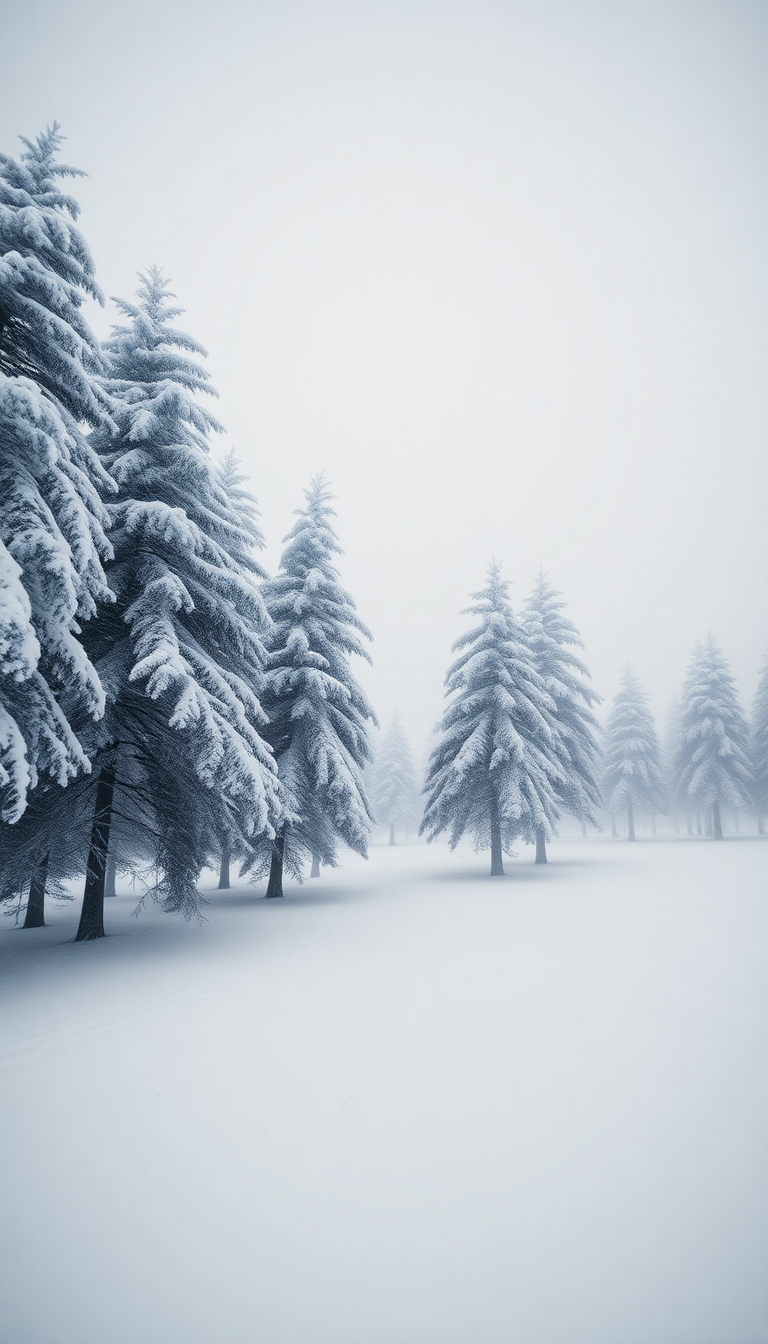 Blizzard Snow Wind Trees Bending Photorealistic Wallpaper