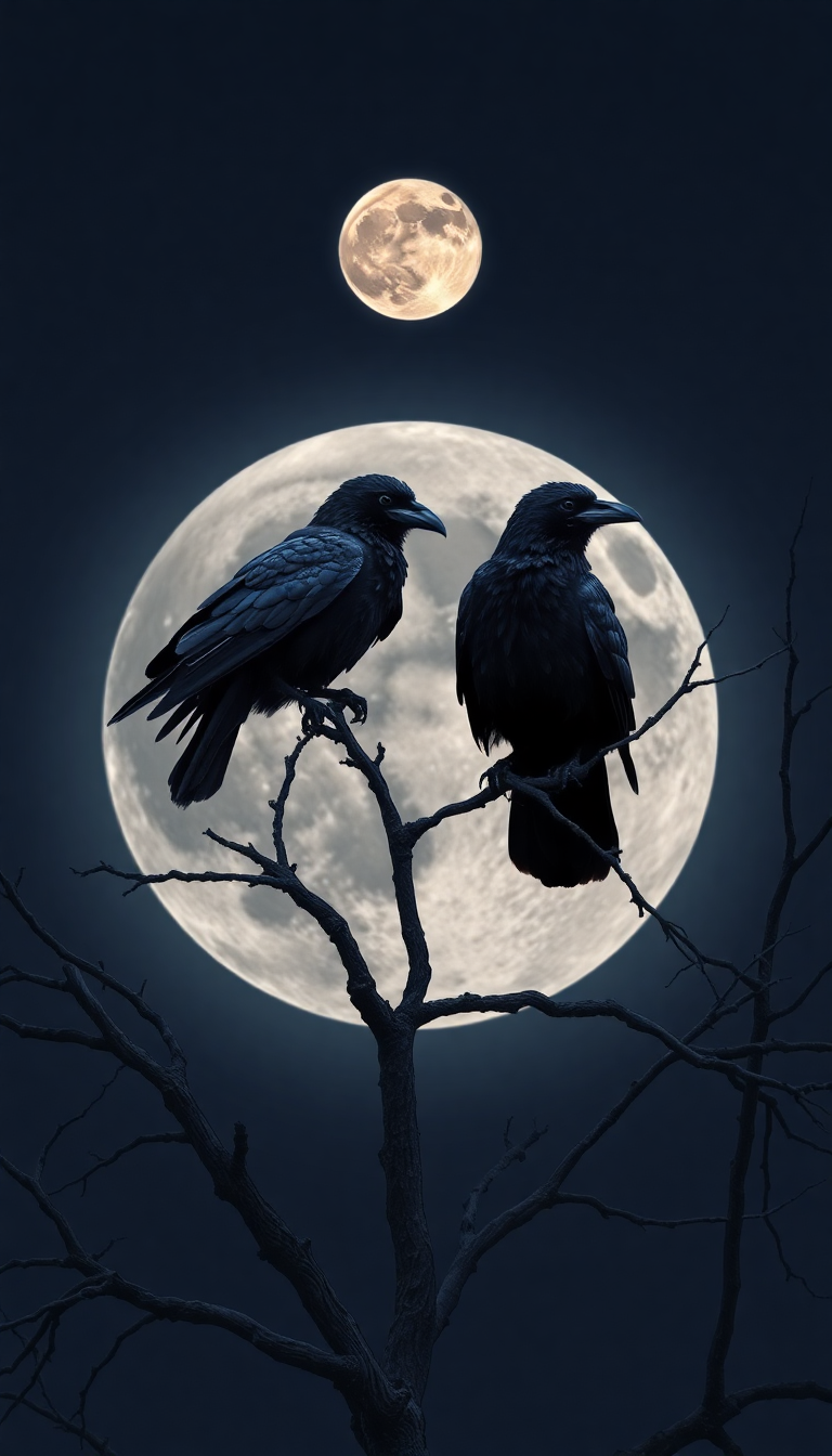 Ravens On Dead Tree Branches Digital art Wallpaper