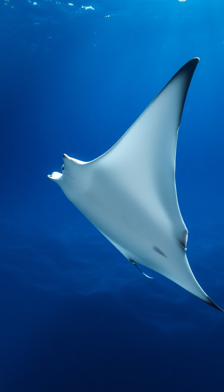 Manta Ray Gliding Graceful Underwater Photorealistic Wallpaper