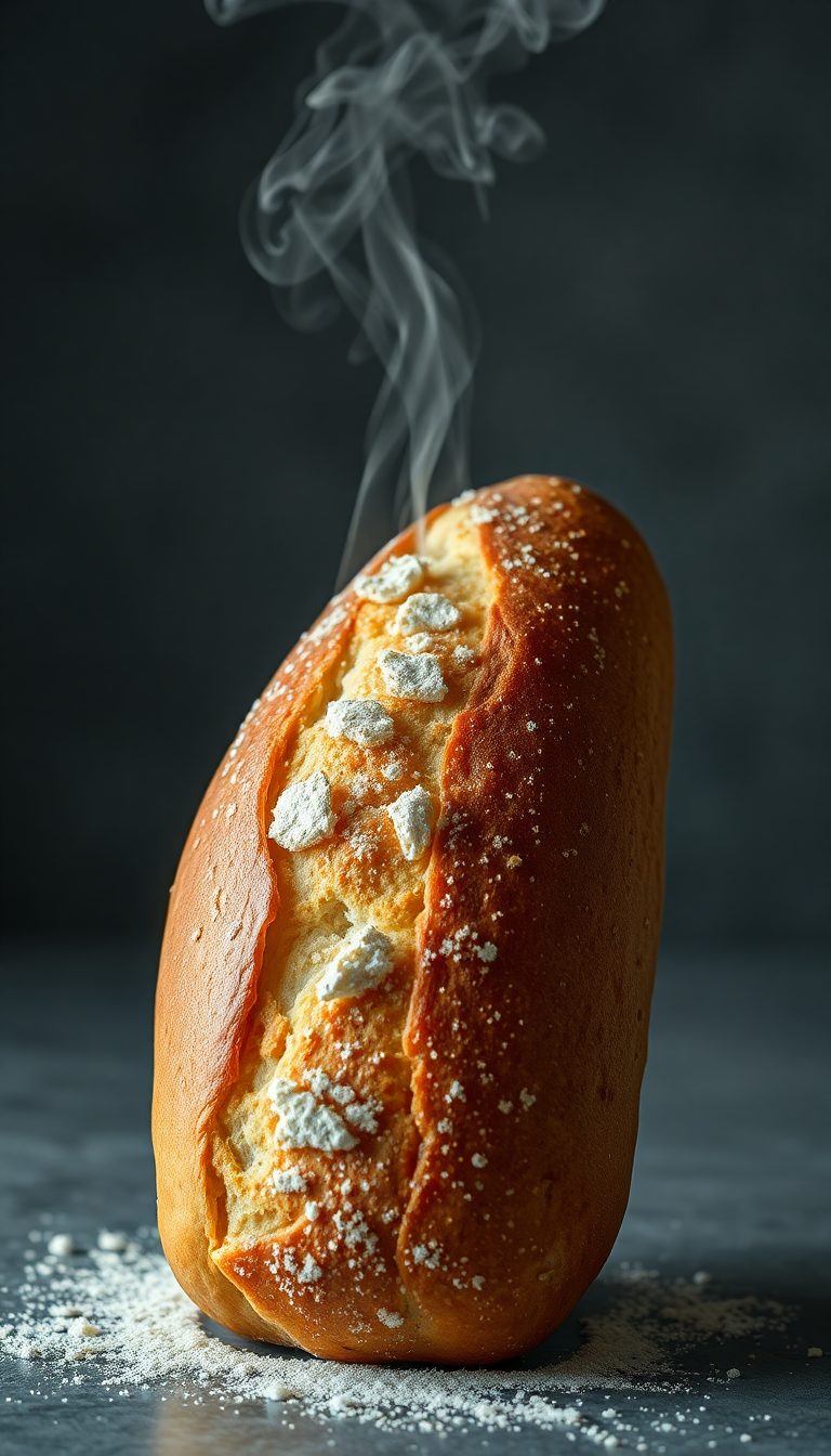 Bread Fresh Baked Steam Rising Photorealistic Wallpaper
