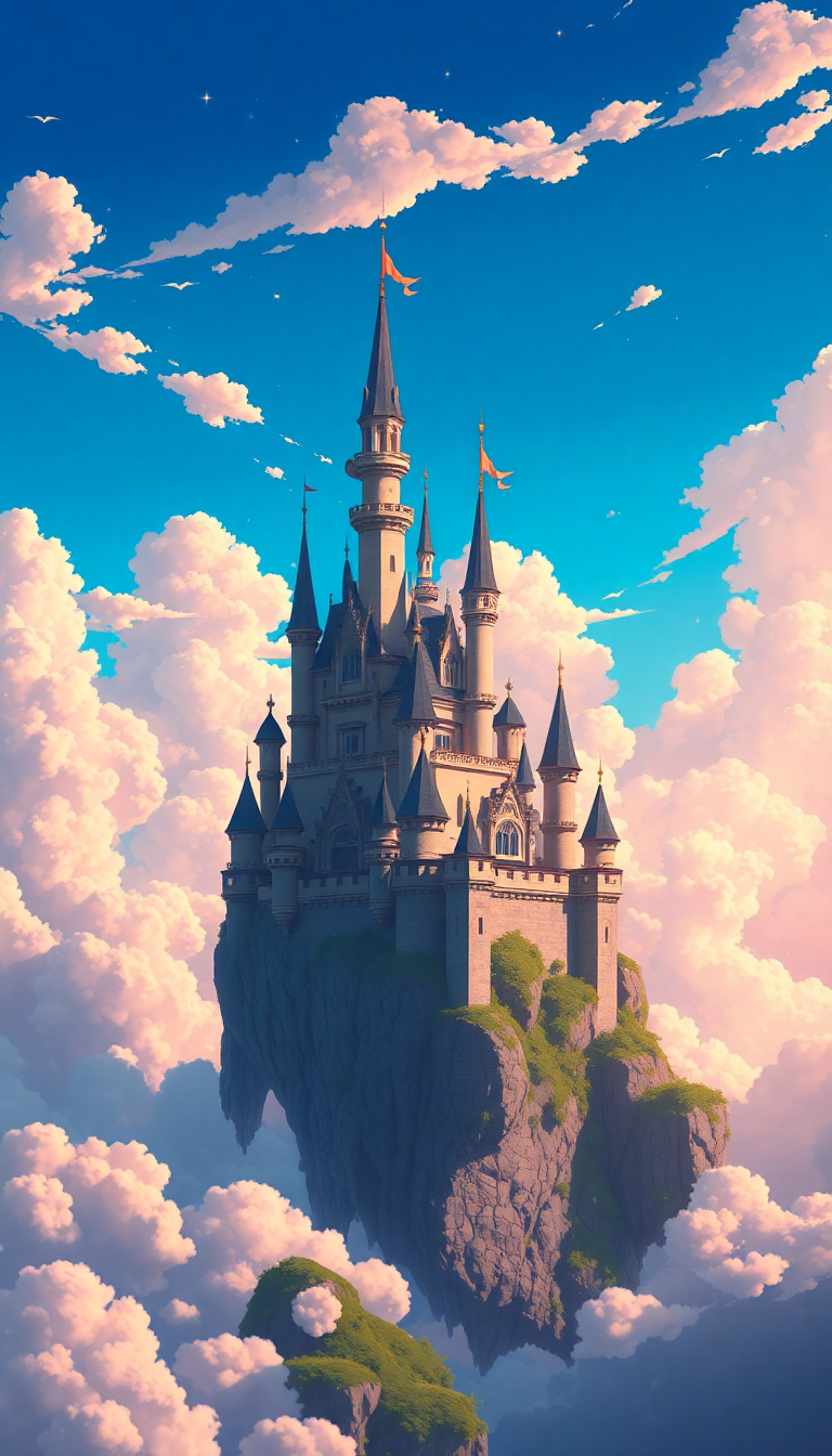 Studio Ghibli Style Floating Castle Anime Wallpaper