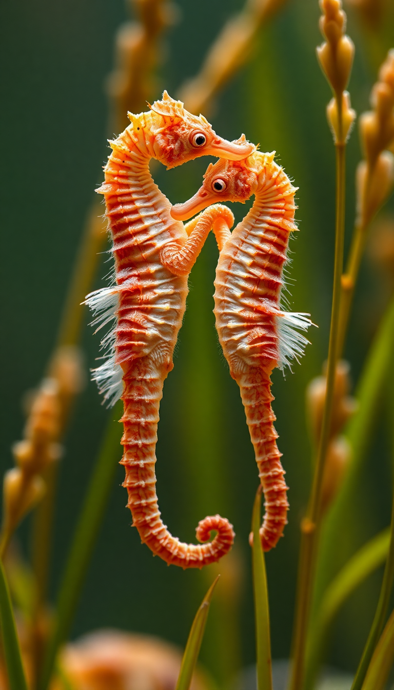 Seahorse Couple Dancing Seagrass Magical Aesthetic Wallpaper